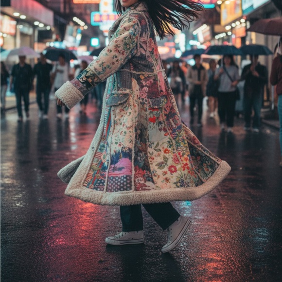 Johnny Was Floral Patchwork Long Coat - Picture 2 of 2